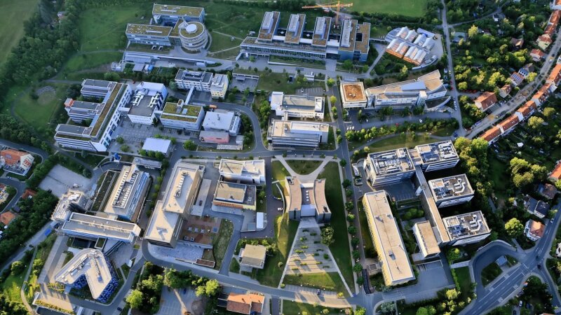placeholder image — Aerial view of the Beutenberg Science Campus in Jena.