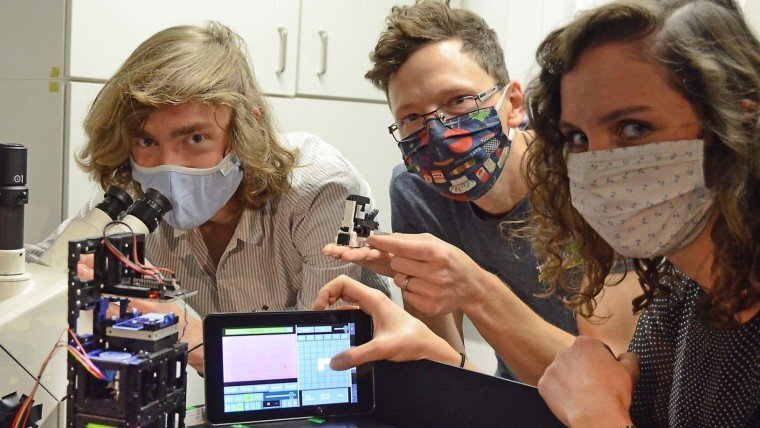 The UC2 development team (from left to right) Benedict Diederich, René Lachmann and Barbora Maršíková.