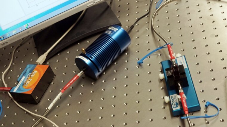 Spectroscopy setup in the experimental optics course.